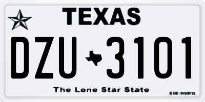 TX license plate DZU3101