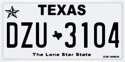 TX license plate DZU3104