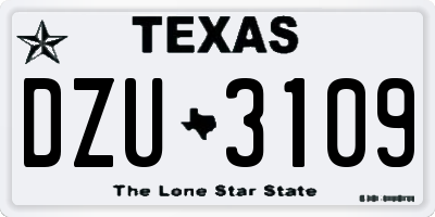 TX license plate DZU3109