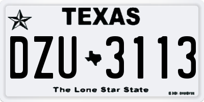 TX license plate DZU3113