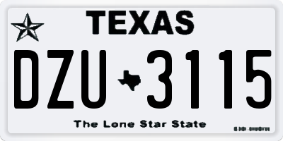TX license plate DZU3115