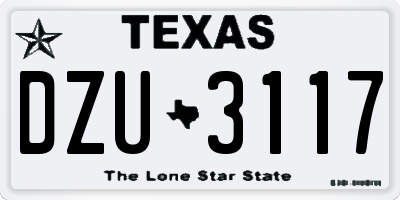 TX license plate DZU3117
