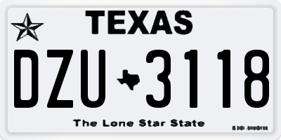 TX license plate DZU3118