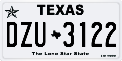 TX license plate DZU3122