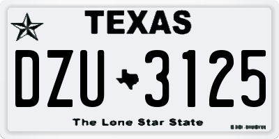 TX license plate DZU3125