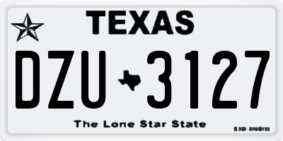 TX license plate DZU3127