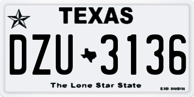 TX license plate DZU3136