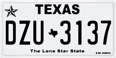 TX license plate DZU3137