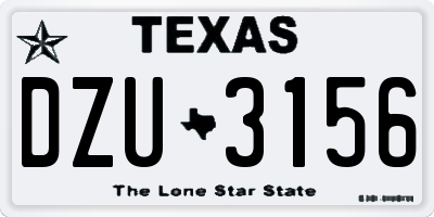 TX license plate DZU3156