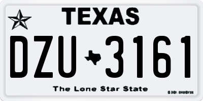 TX license plate DZU3161