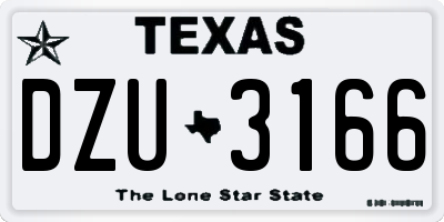 TX license plate DZU3166