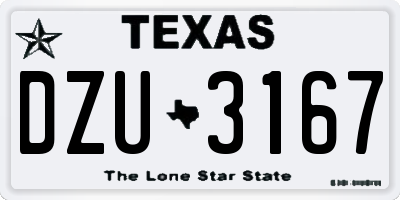 TX license plate DZU3167
