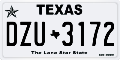 TX license plate DZU3172