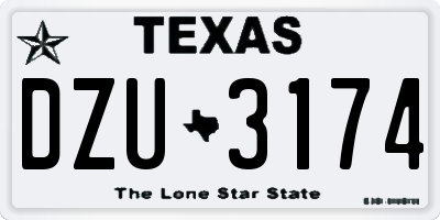 TX license plate DZU3174