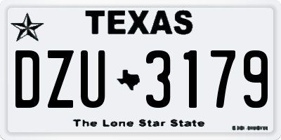 TX license plate DZU3179