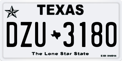 TX license plate DZU3180
