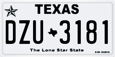 TX license plate DZU3181