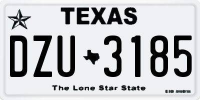 TX license plate DZU3185