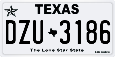 TX license plate DZU3186
