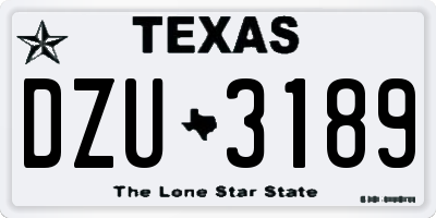 TX license plate DZU3189