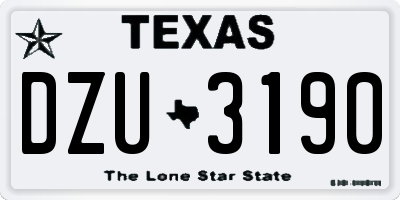 TX license plate DZU3190