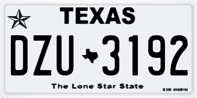 TX license plate DZU3192