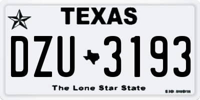 TX license plate DZU3193