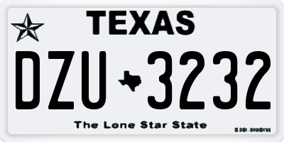 TX license plate DZU3232