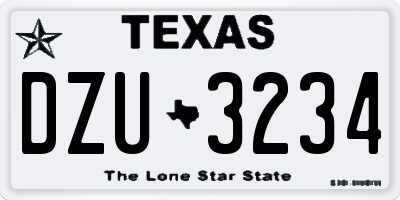 TX license plate DZU3234