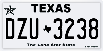 TX license plate DZU3238