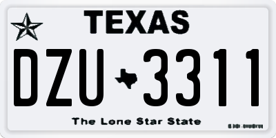 TX license plate DZU3311