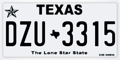 TX license plate DZU3315