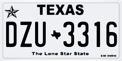 TX license plate DZU3316