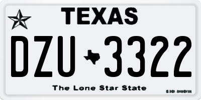 TX license plate DZU3322