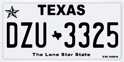 TX license plate DZU3325