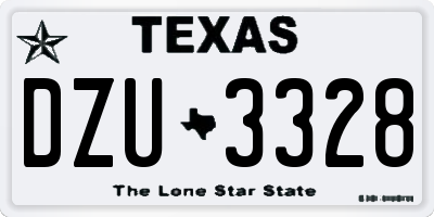 TX license plate DZU3328