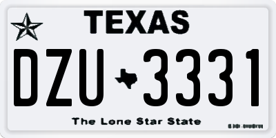 TX license plate DZU3331