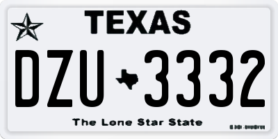 TX license plate DZU3332