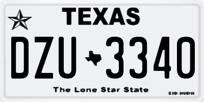 TX license plate DZU3340