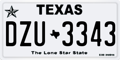 TX license plate DZU3343