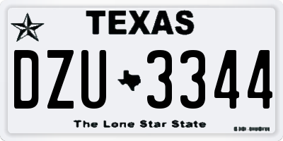TX license plate DZU3344