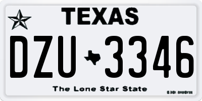 TX license plate DZU3346