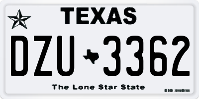 TX license plate DZU3362