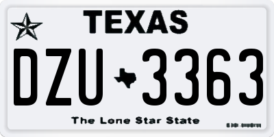 TX license plate DZU3363