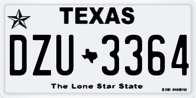 TX license plate DZU3364