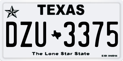 TX license plate DZU3375