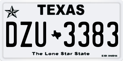 TX license plate DZU3383