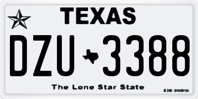 TX license plate DZU3388