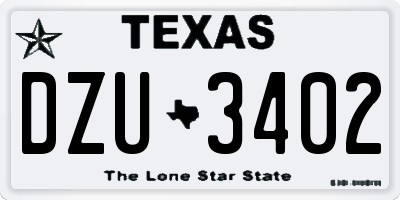 TX license plate DZU3402
