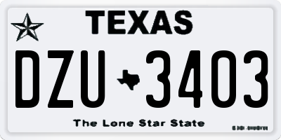 TX license plate DZU3403